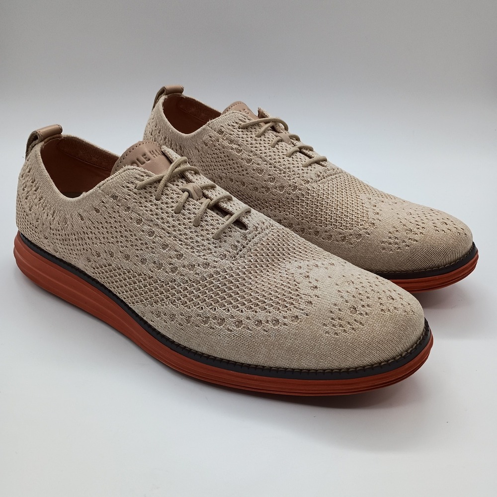 Cole Haan Original Grand Stitchlite Wingtip Oxford‎ Tan Beige Orange Mens 12 M